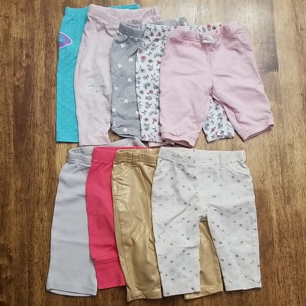 9 Piece Baby Girl Pants Bundle